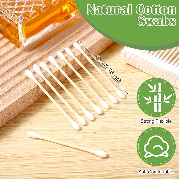 5000 Count Bamboo Cotton Swabs Double Buds Organic Cotton Swabs with Tips for Ears Sterile Tipped Applicator Makeup Swab Daily Makeup Eye Cleaning(Round,White)