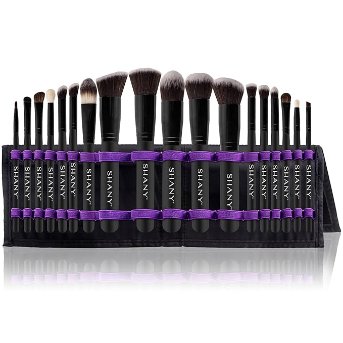 SHANY Makeup Brushes Artisan Easel Elite Cosmetics Make up Brush Set, Complete Kabuki Makeup Brush Set with Standing Convertible Makeup Brush Holder Storage - 18 pcs