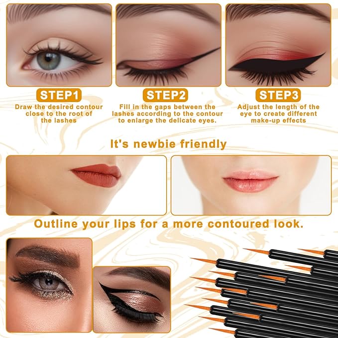 150 Pcs Disposable Eyeliner Brush Set Ultra-fine Point Eye Liner Applicator Cosmetic Eyelash Brush Wands Applicator Black Makeup Eye Liner Tools for Eyelash Lip Liquid Eyeliner Lipstick