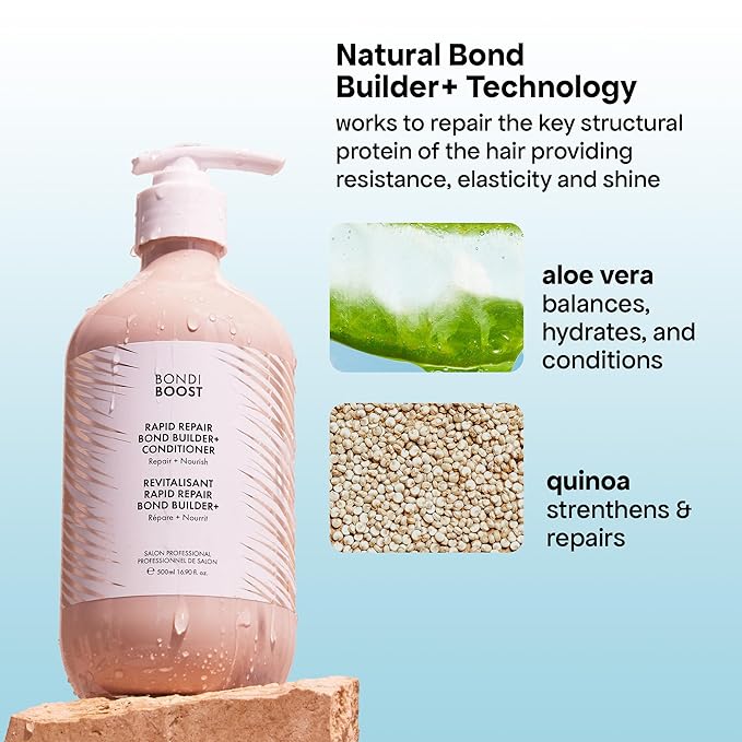 BONDIBOOST Rapid Repair Bond Builder + Conditioner for Damaged Hair [10.14 fl oz], Strengthen + Hydrate + Restores Hair Health with Deep Conditioning Treatment