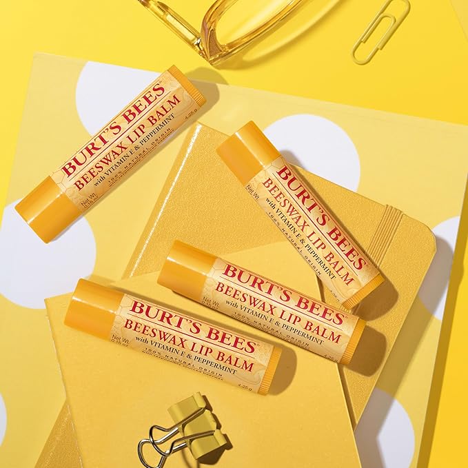 Burt's Bees Back To School Gift Ideas, Lip Balm - Original Beeswax 12 Count Pack in Bulk, Lip Moisturizer With Responsibly Sourced Beeswax, Natural Origin Conditioning Lip Treatment, 12 Tubes, 0.15 oz