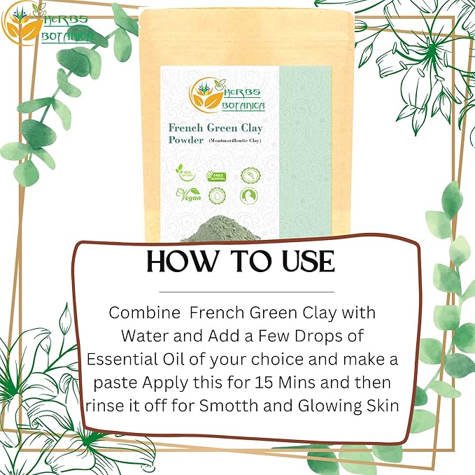 French Green Clay Powder 100% Pure & Natural Montmorillonite Clay for Face Masks, Skincare, and DIY Beauty Finely Ground Green Kaolin Clay 5.3 oz Resealable Pack
