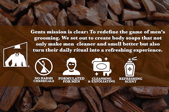 Gents Variety Men's Body Soaps - Moisturizing Bar Soap for Men, Smell Fresh and Clean, Washing Hands & Body, All Skin Types for Bath and Shower (Sandalwood Spice)