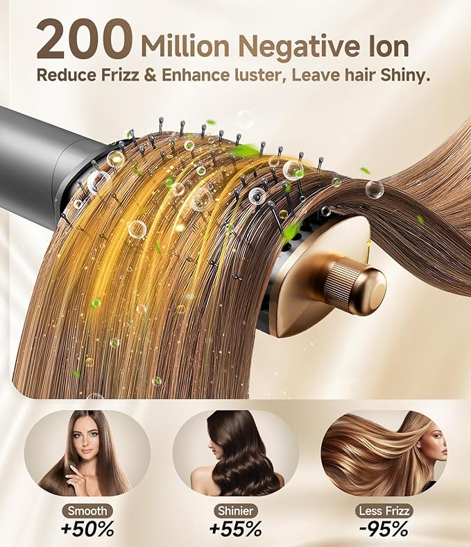 8 in 1 Hair Dryer Brush Set Air Hair Styler Curling Negative Ionic Foldable Hot Air Hair Dryer Brush, Hair Styling Tool for Curling Waves Straightening Volume Blowout Styles