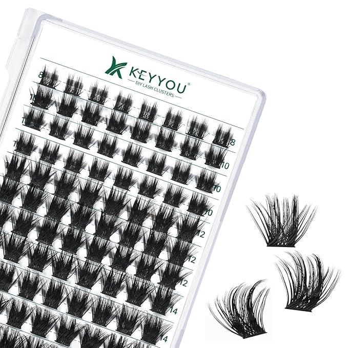 Lash Clusters 96pcs Individual Lashes Y22 D Curl 10-18MIX Eyelash Clusters KEYYOU Volume Wispy Lash Extension Soft&Comfortable Easy DIY at Home(Y22,D-10-18MIX)
