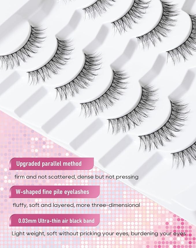 Frihappy Eyelashes Natural False Eyelashes Natural Eyelashes Natural Look Eye Lashes Wispy Fake Eyelashes 10mm Lashes 3D Air-Aquarius