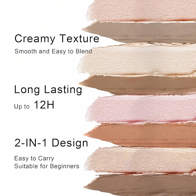 FV 2-IN-1 Contour and Highlighter Stick, Long Lasting and Waterproof, Blendable with Natural Finish Bronzer Stick, Face Shaping Makeup for Women, 01 Medium, 9.5g