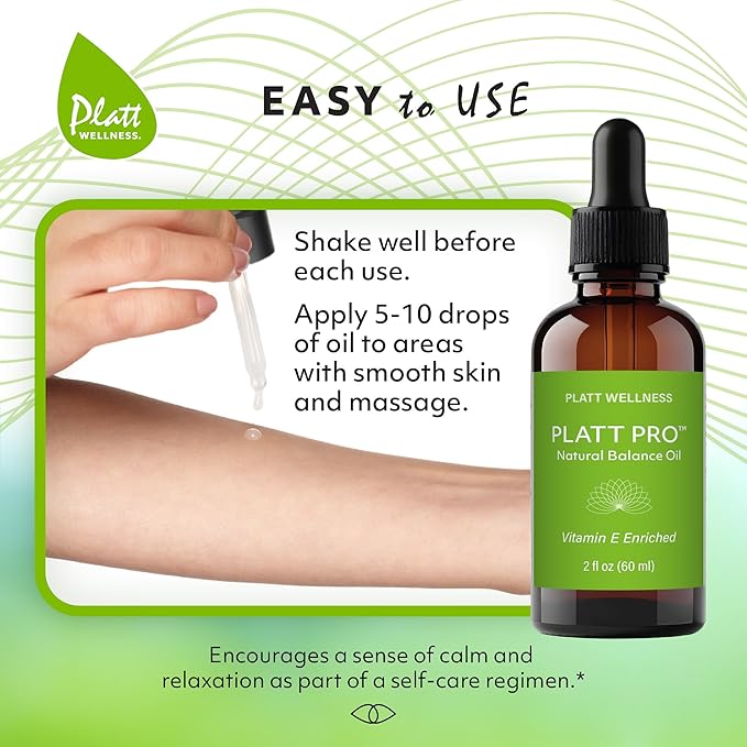 Platt Wellness Platt Pro Natural Balance Oil – 2 oz Bio-Identical USP Progesterone + Vitamin E in MCT Oil Base for Hormonal Balance – Soy-Free, Paraben-Free, Made in USA