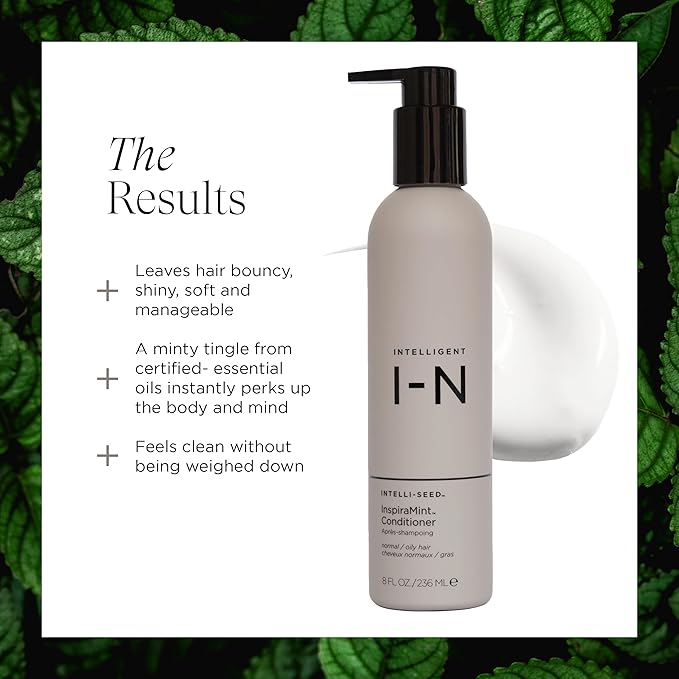 InspiraMint Conditioner, Invigorating Organic Mint Conditioner for Fine and Oily Hair with Peppermint Oil, Hydrating, Refreshing, Vegan, 8 Fl Oz
