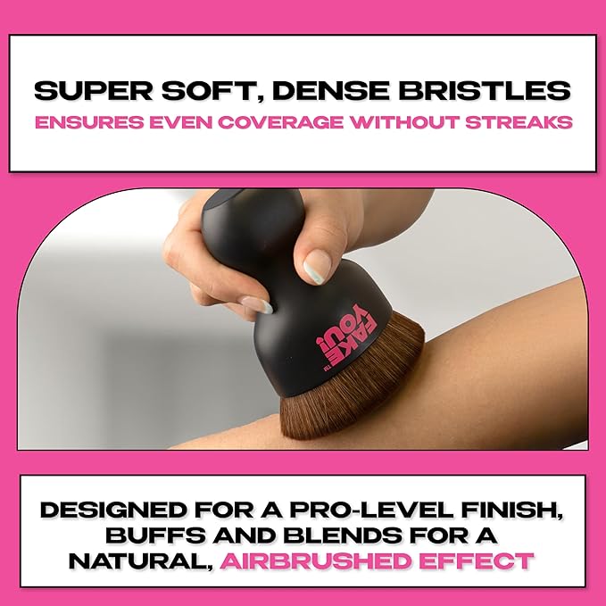 Fake You! Tanning Brush for Body and Face – Self Tan Brush for Smooth, Streak-Free Application – Body for Hands, Feet, and Face – Ultra-Soft Bristles