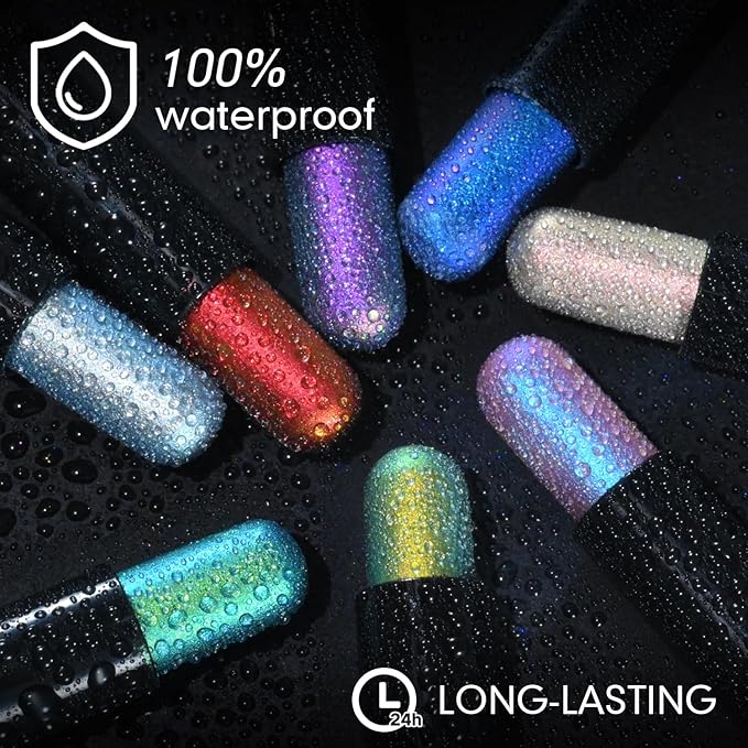CHARMACY Duochrome Glitter Eyeshadow Stick, Chameleon Metallic Shimmer Smoky Eye Shadow, Long-Lasting Water-Resistant Formula, High Pigmented, Built-in Smudger #01