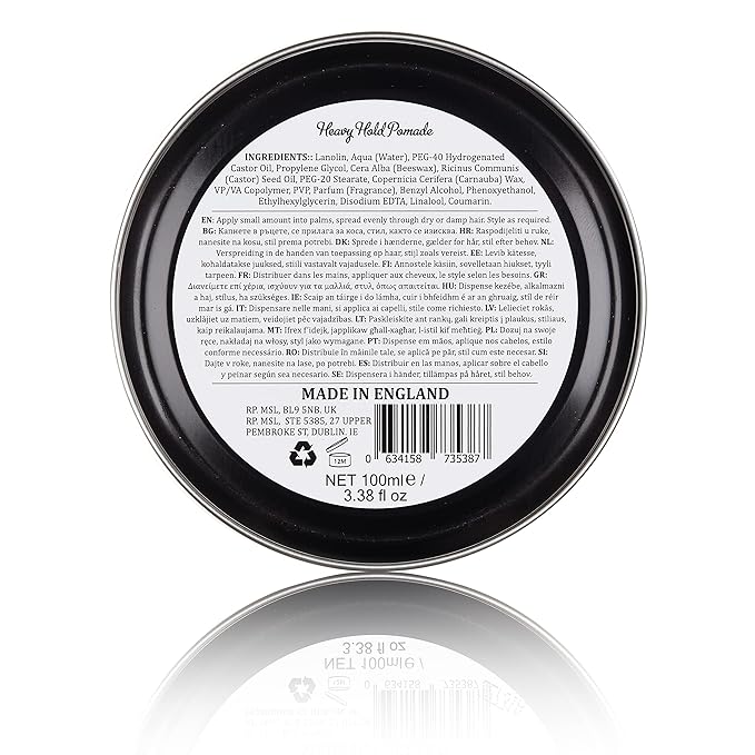 Heavy Hold Pomade By Dapper Dan, Superior Hold, Petrolatum Free, No Build Up, Liquorice & Vanilla Fragrance 100ml