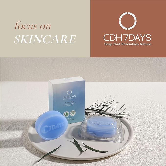 CDH7DAYS Soft Milky Soap Bar for Moms, EWG Verified & Vegan, Korean Handmade Natural Body Soap, Unscented, Plant-Based Gentle Cleanser for Sensitive & Dry Skin, Family-Friendly, Pregnancy-Safe, 5oz