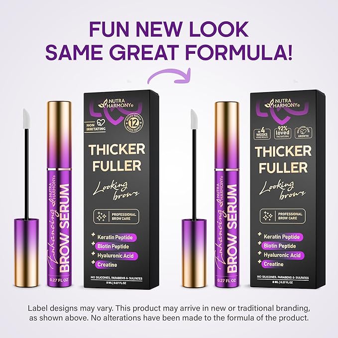 Brow Serum for Eyebrow Growth – Pro Growth Treatment with Keratin & Biotin Peptides – Hyaluronic Acid, Creatine & Castor Oil – No Prostaglandins, Vegan & Non‑Irritating for Fuller, Thicker Brows, 8ml