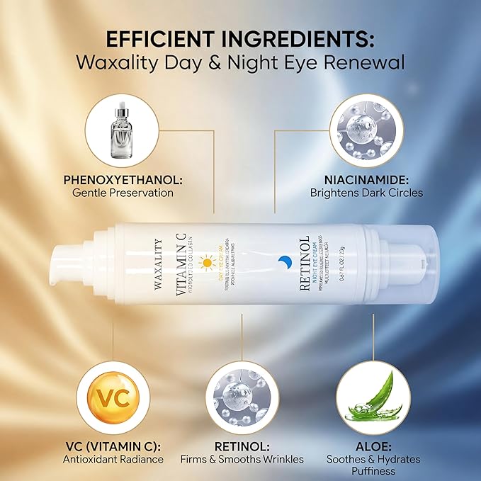Under Eye Cream Dark Circles, Under Eye Skin Treatment Cream Reduces Puffiness, Fine Lines, Wrinkles and Eye Bags, Day & Night Brightening, Moisturizing & Firming Eye Serum with Vitamin C & Retinol