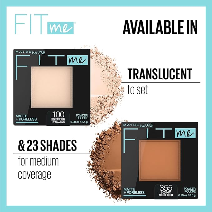 Maybelline Fit Me Matte + Poreless Pressed Face Powder Makeup & Setting Powder, Golden Caramel, 1 Count
