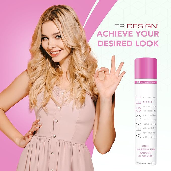 TRI Design Aerogel Hairspray - Hair Finishing Spray for Styling, Volumizing and Holding Curly Hair with Flexible Hold - For Women and Men - Pack of 3 (10.5 oz)