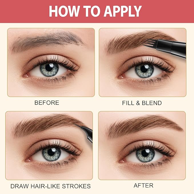 LAVONE Eyebrow Pen, 2-in-1 Eyebrow Pencils for Women with 4 Tip Microblading Eyebrow Pencil and Curved Precise Brow Pencil, Waterproof Eyebrow Pencil Create Full, Natural Hair-Like Brows, Brunette