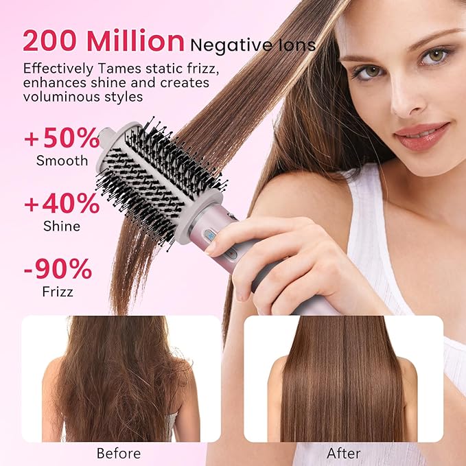 Fentgo 3 in 1 Hot Air Styler - Professional Hair Dryer Brush with No Heat Damage, High-Speed Negative Ionic Hair Dryer, Frizz-Free Blow Dryer Brush for Drying Volumizing Straightening