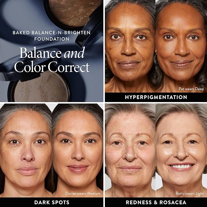 LAURA GELLER NEW YORK Award-Winning Baked Balance-n-Brighten Color Correcting Powder Foundation - Porcelain - Buildable Light to Medium Coverage - Demi-Matte Natural Finish