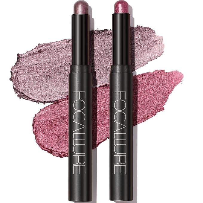 FOCALLURE 2PCS Cream Eyeshadow Stick Sets,Matte and Shimmer Eye Brightener, High Pigmented Crease-proof Pencil,Long Lasting Eye Shadow Highlighter Makeup,Smoky-Blossom