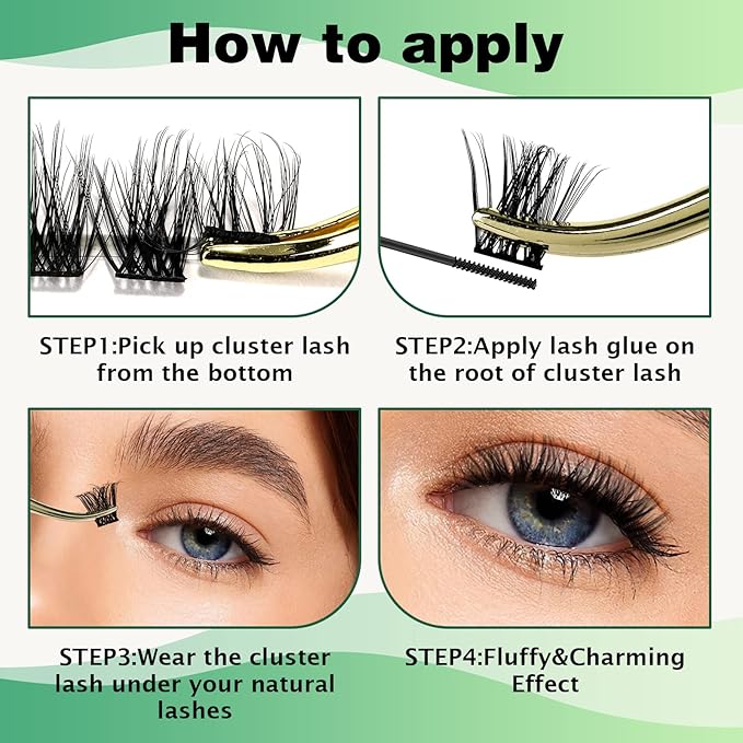 Lash Clusters 96pcs Individual Lashes Y08 D Curl 10-18MIX Cluster Lashes KEYYOU Volume Wispy Lash Extension Soft&Comfortable Easy DIY at Home(Y08 D-10-18MIX)