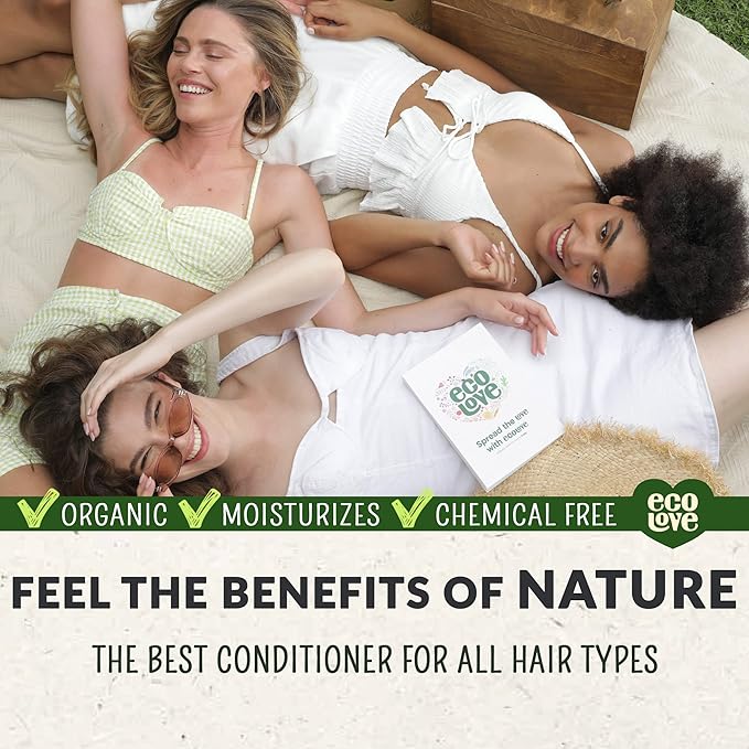 ecoLove - Natural Conditioner for All Hair Types - Safe for the Whole Family - No SLS or Parabens - With Organic Cucumber Extract - Vegan and Cruelty-Free, 17.6 oz