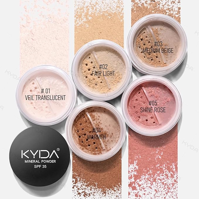 KYDA Mineral Powder Bronzer, SPF 35, Loose Mineral Bronzer, Lightweight Face Contour Powder, Buildable Coverage for Natural Glow Contour Makeup, Blendable Formula, 0.28 oz, Warmth