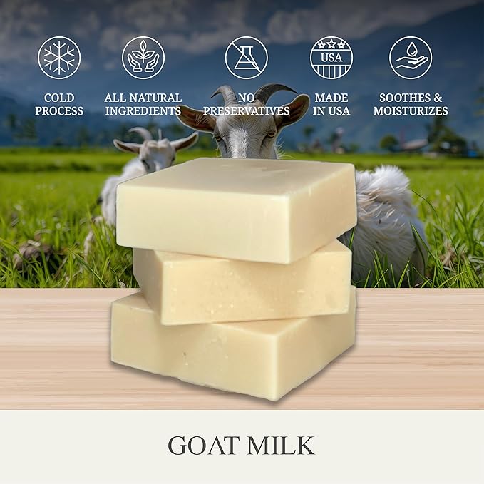 DR. WALLY'S SOAPS Handcrafted Goatmilk Soap with Shea Butter - unscented - cold Process, all natural, 5oz Each, Made in USA, set of (3)
