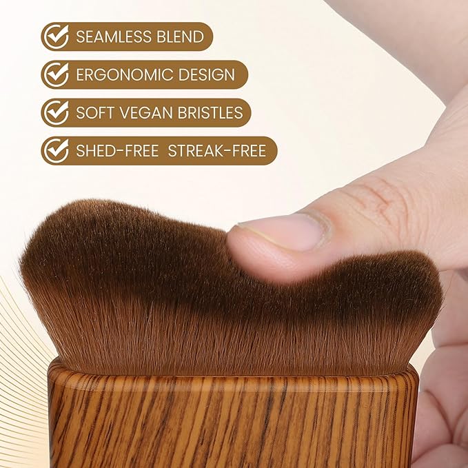 Self Tanner Brush,Large Self Tanning for Self Tan,Kabuki body brush for self tanner,Body Makeup Brush for Leg Makeup,Bronzer Shimmer Glow Blend Brush,Sunless Tanner Makeup Body Brushes (Brown)