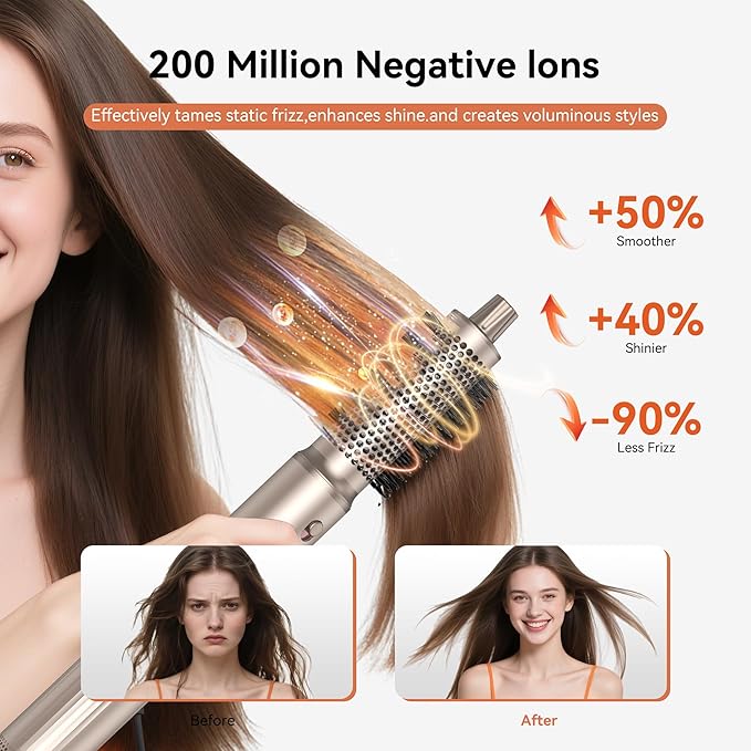 5-in-1 Professional Hair Dryer Brush, Effortless Auto-Wrap Curlers with 110,000 RPM High-Speed Motor, Fast Drying & Volumizing Without Heat Damage, Includes Storage Case - Best Gift for Women