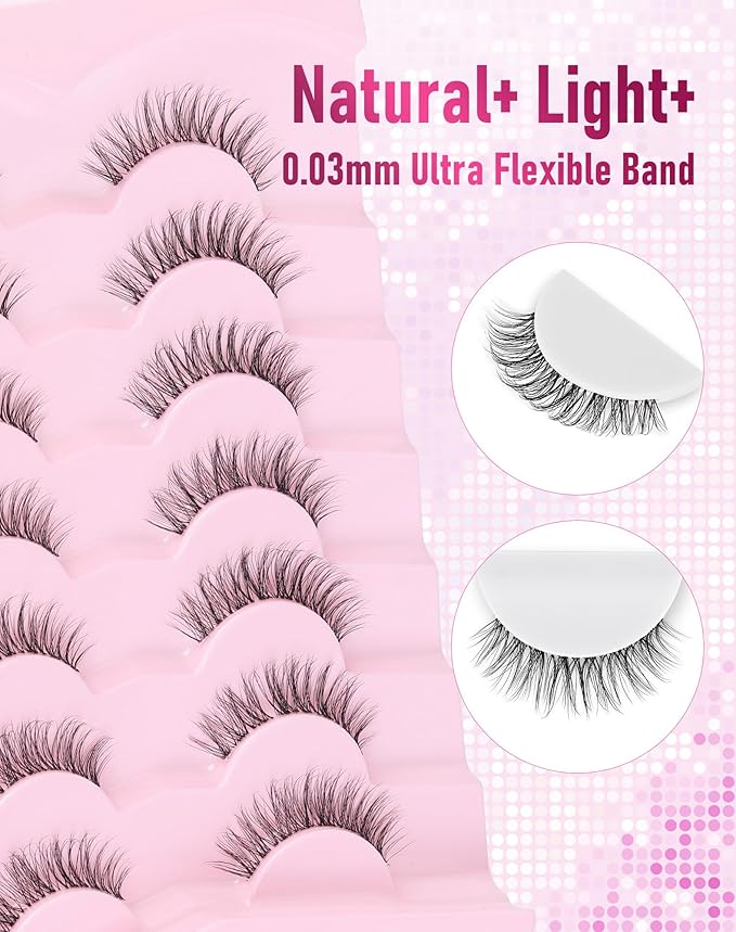 Frihappy Eyelashes Natural Fake Eyelashes Natural Eyelashes Natural Look Eye Lashes Wispy False Eyelashes FRH-18