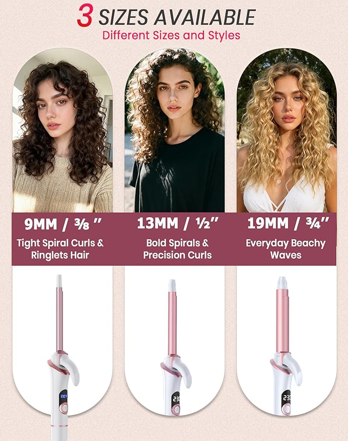 Small Barrel Mini Thin Curling Iron for Short Hair Dual Voltage with European UK Plug Adapter 3/8 Inch Travel Size Curling Iron to Tight Corkscrew Curls with 30S Fast Heating, 5 Temps for Global