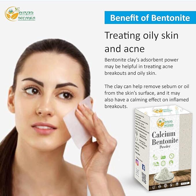 Calcium Bentonite Clay Food Grade Powder Indian Healing Clay for Face and Body, Detox Body Wrap, Deep Pore Cleansing Facial, Natural Facial Mask 8 oz / 227 gms / 1/2 lb