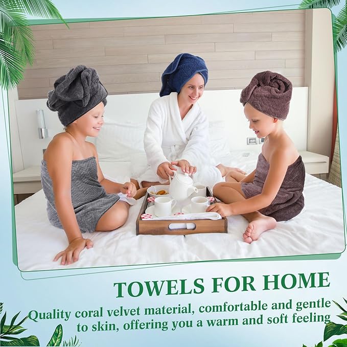 Mixweer 16 Pieces Bath Towels Sets Quick Dry Towel Set for Bathroom Included 4 Bath Towels 4 Hand Towels and 8 Washcloths Absorbent Bath Towel Sets Coral Velvet Towel for Shower Spa Hotel(Dark Color)