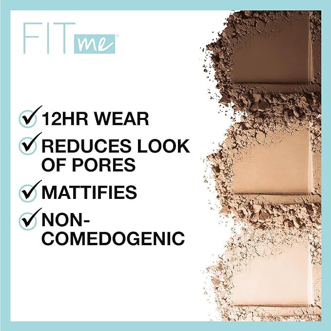 Maybelline Fit Me Matte + Poreless Pressed Face Powder Makeup & Setting Powder, Buff Beige, 1 Count