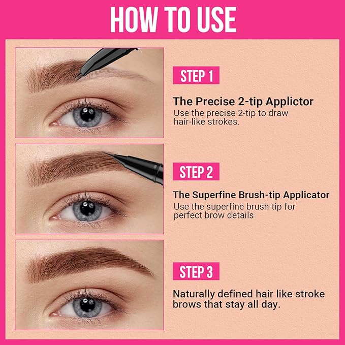 iMethod Curved Eyebrow Pen - 2-in-1 Dual-Ended Eyebrow Pencil with Curved Tip and Precise Brush-Tip, Microblading Pen for Natural Hair-Like Brows, Long Lasting, Black