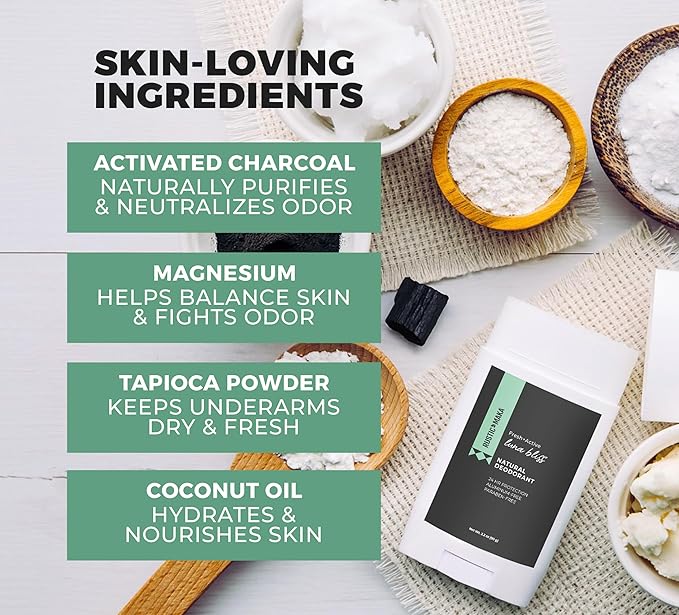 Rustic MAKA Natural Deodorant for Women, Luna Bliss, Cruelty-Free, Aluminum-Free, Paraben-Free, No Baking Soda, Activated Charcoal + Magnesium