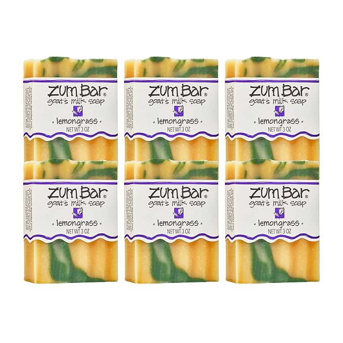 Zum Indigo Wild Goat's Milk Soap Bar - Bar Soap for Hands & Body Made with Essential Oils - 3 oz - Lemongrass (6 Pack)