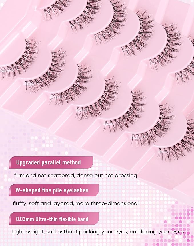 Frihappy Natural Wispy Eyelashes Short Lashes Fake Lashes Natural Look Eyelashes Wispy Natural Lashes Invisible Lashes FRH-12