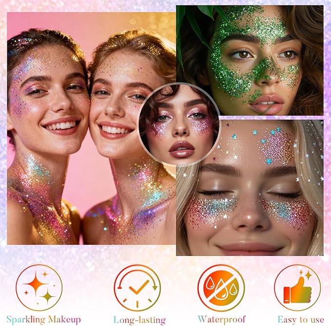 Green Face and Body Glitter Stick for Sparkling Makeup, Hair Glitter Accessories for Women, Highlighting Stick for Fairy Dust Makeup, Cheerful Face Glitter for Festive Parties and Carnivals