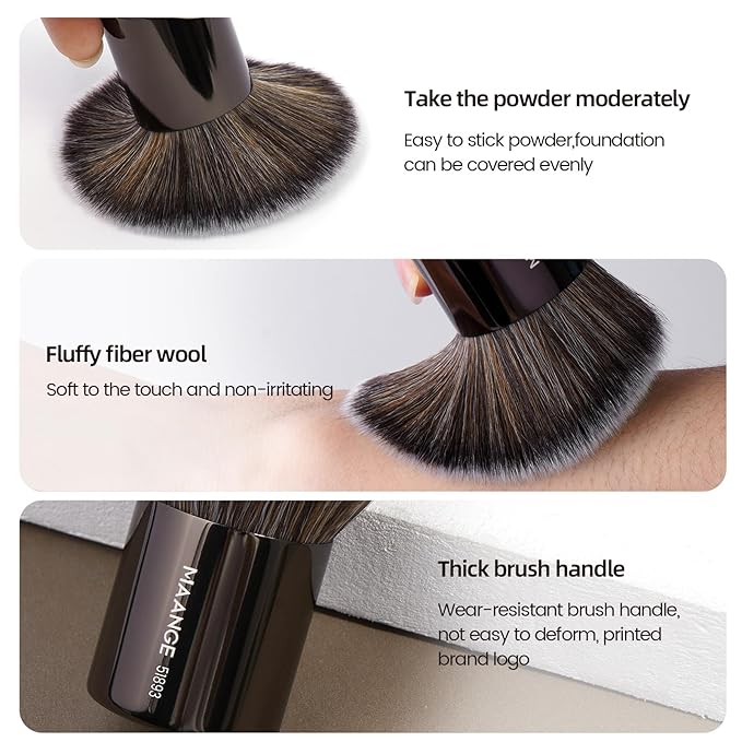 MAANGE 20 PCS Foundation Makeup Brush Set, Double-ended Kabuki Contour Brush for Liquid Powder Concealer Blending Blush Face Makeup Tools (Black)