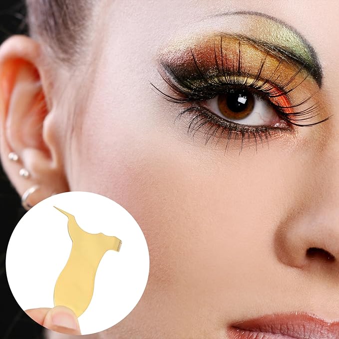 Lash Lift Comb, Stainless Steel Y Shape Eyelash Perm Tool Eyelash Brush Reusable Eyelash Comb Eye Makeup Tool Eyelash Separator Tool Lash Comb for Lash Lift and Tint (Gold)