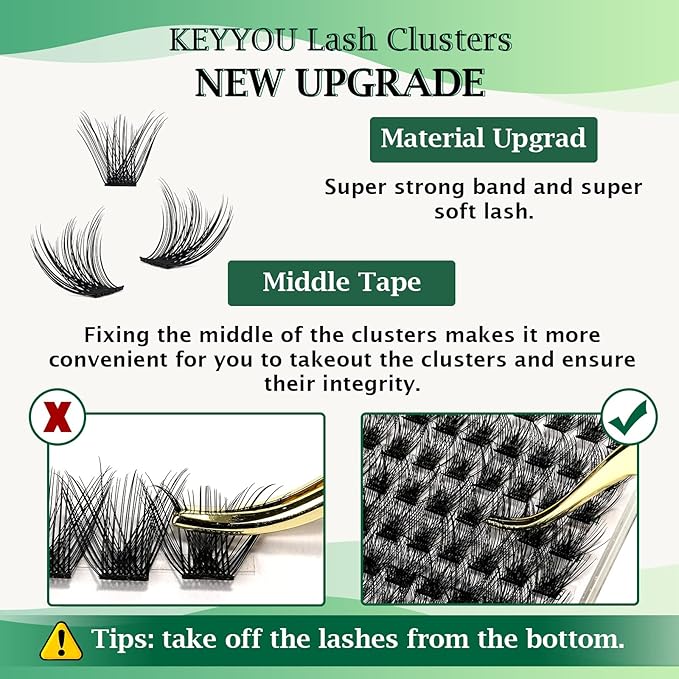 Lash Clusters 96pcs Individual Lashes Y03 D Curl 12mm Cluster Lashes KEYYOU Volume Wispy Lash Extension Soft&Comfortable Easy DIY at Home(Y03 D-12mm)