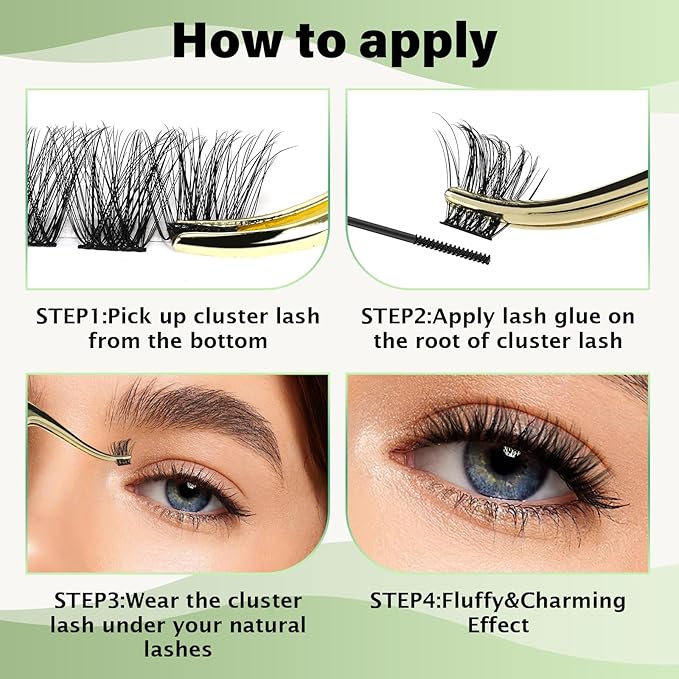 Lash Clusters 96pcs Individual Lashes D Curl 18mm Eyelash Clusters KEYYOU Volume Wispy Lash Extension Soft&Comfortable Easy DIY at Home(Y23,D-18mm)