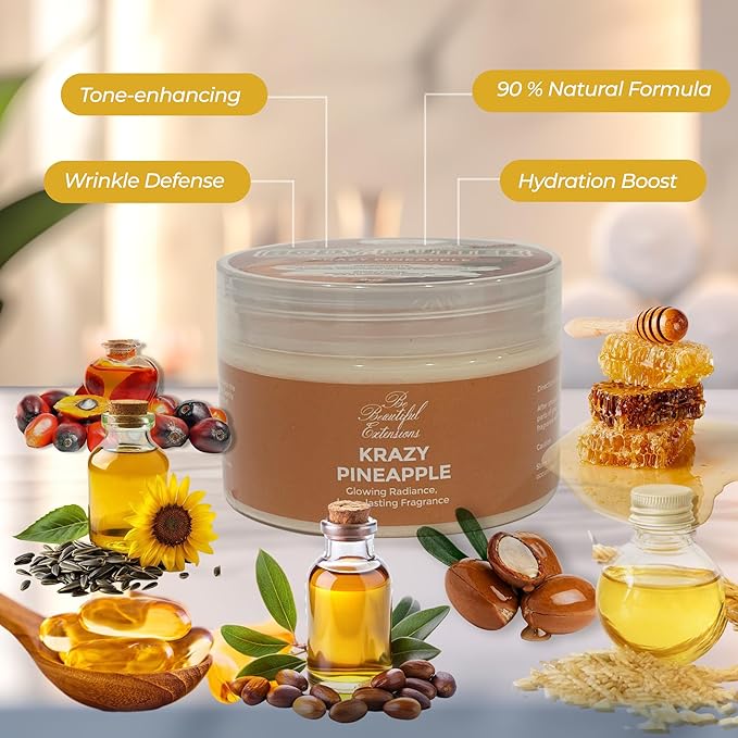 body butter krazy pineapple scent long -lasting fragrance,hydrate skin jojoba oil and more 8oz