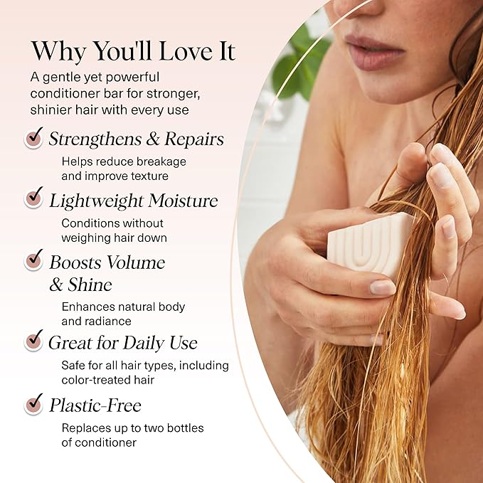 Kitsch Rice Water Hair Conditioner Bar – Soap Bar for Hair Care & Hair Growth – Conditioner for Women and Men – Moisturizing & Strengthening – Paraben, Silicone & Sulfate-Free - Made in USA – 2.7 oz