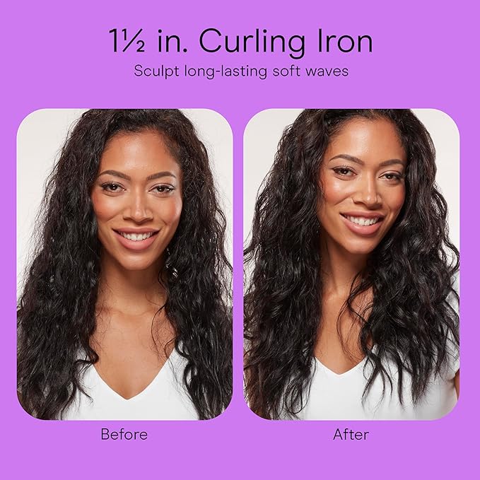 Conair Double Ceramic 1 ½-Inch Curling Iron with Claw Clip, 1 ½-Inch Barrel Creates Soft Waves, Hair Waver for Use on Medium & Long Hair, White/Rose Gold