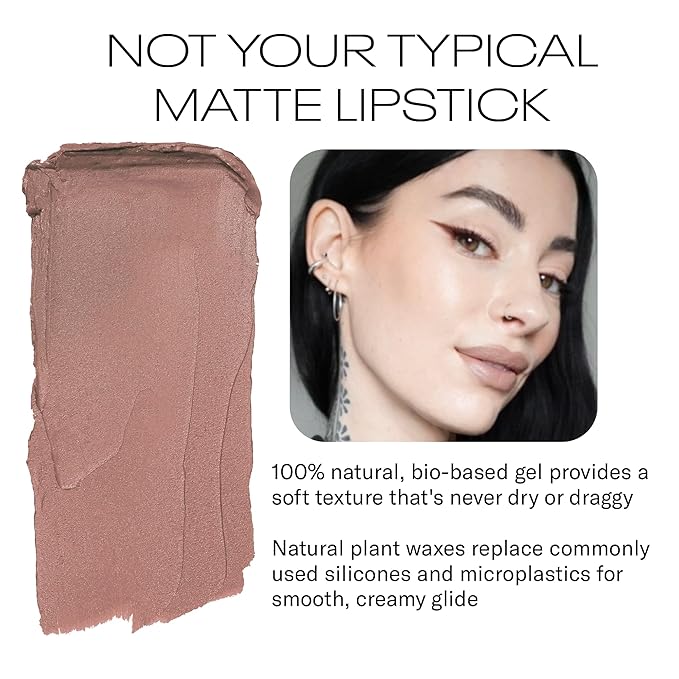 MOB Beauty Soft Matte Lipstick M102 – Mauve Greige | Weightless, One-Swipe Color Infused with Skincare | Vegan, Silicone-Free, Cruelty-Free Formula in a Biodegradable Capsule