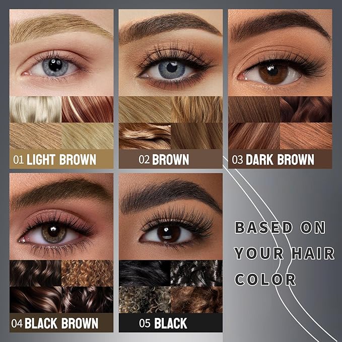 2 Prong Tip Microblading Eyebrow Pen With Brush- 2-in-1 Waterproof Eyebrow Pencil, Long-Lasting Natural Hair-Like Brows, Smudge-Proof & Easy to Use(With Brush 05#Black)
